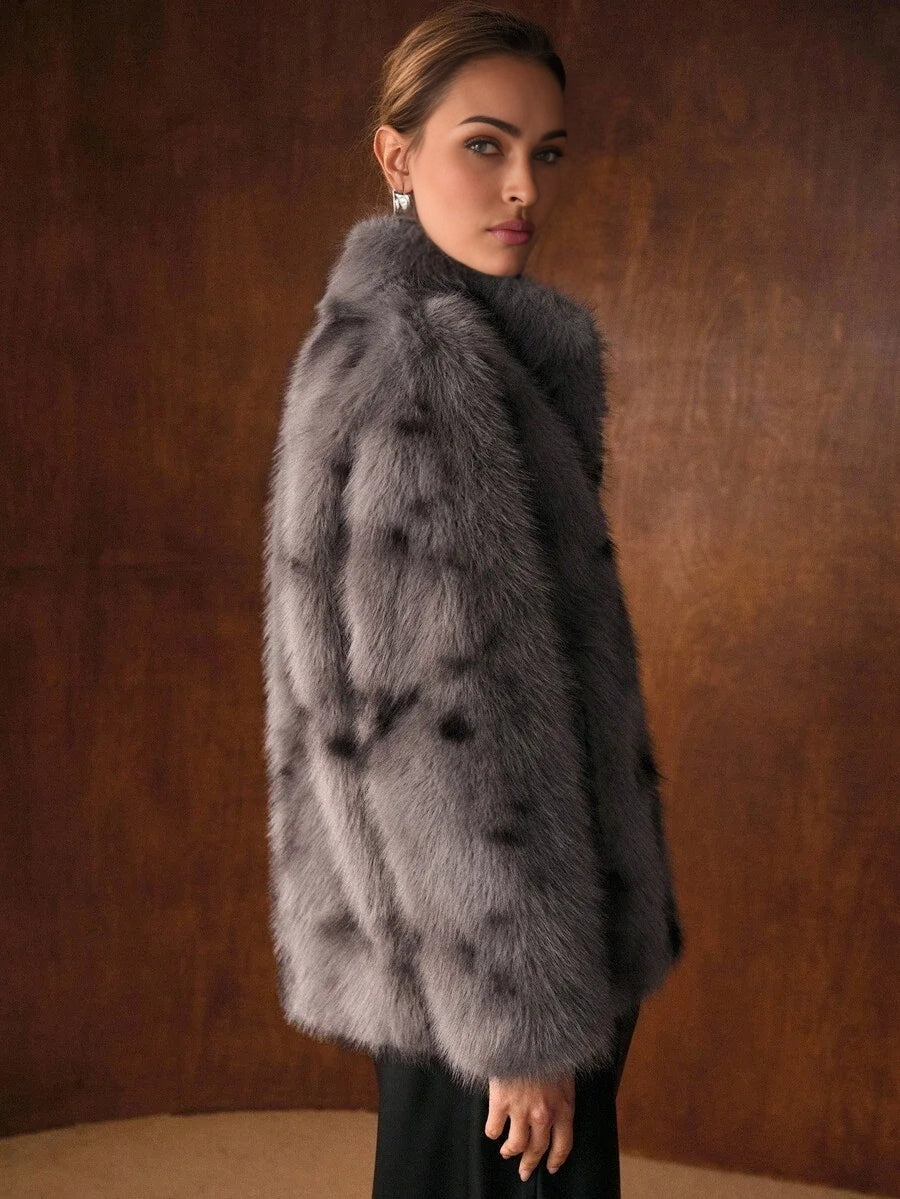 PREMIUM STANDER COLLAR FAUX FUR COAT FALL WINTER
