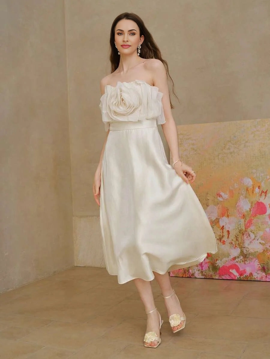 PREMIUM STEREO FLORAL A LINE TUBE DRESS