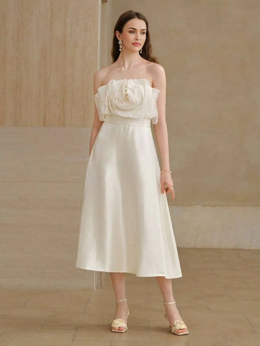 PREMIUM STEREO FLORAL A LINE TUBE DRESS