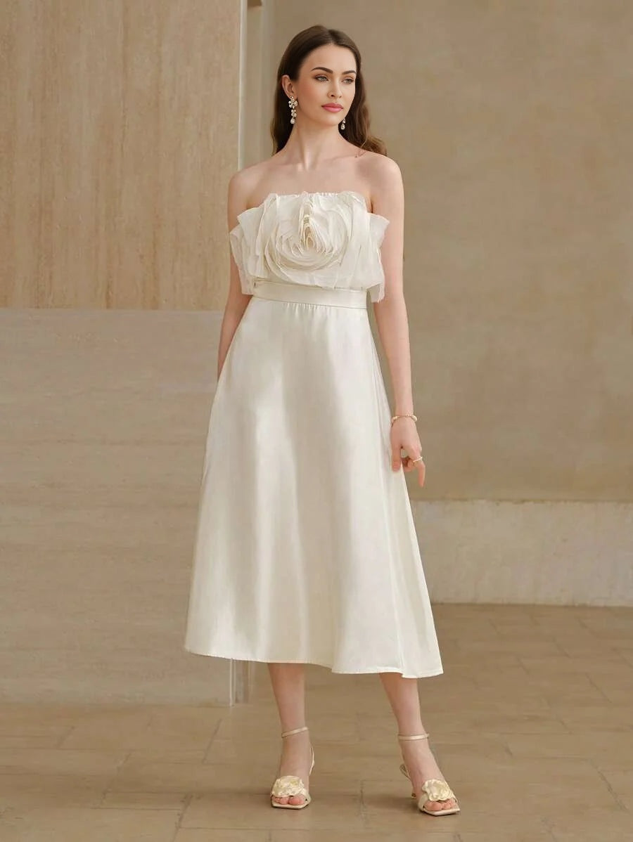 PREMIUM STEREO FLORAL A LINE TUBE DRESS