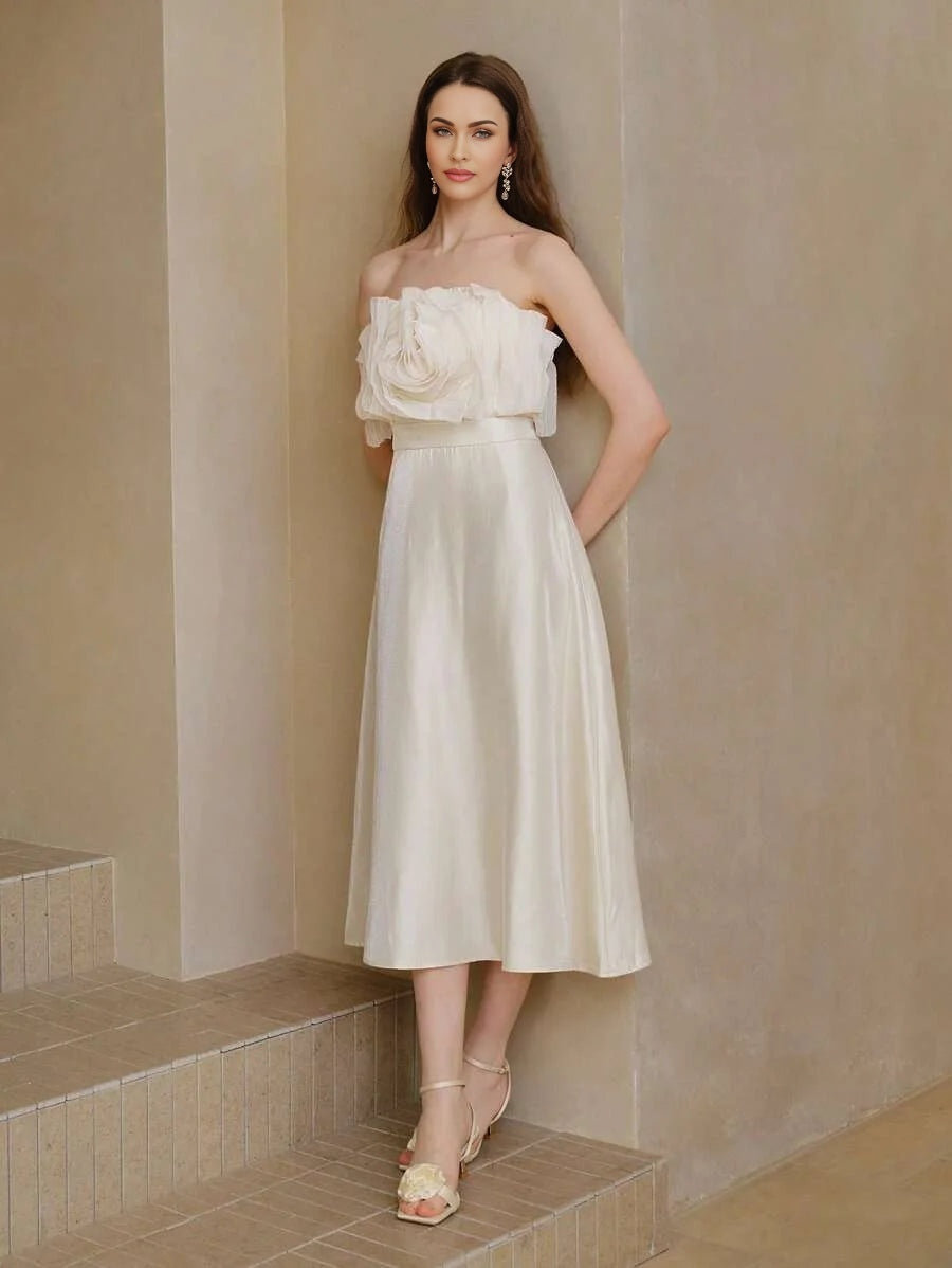 PREMIUM STEREO FLORAL A LINE TUBE DRESS