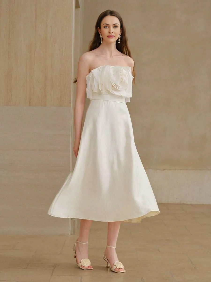 PREMIUM STEREO FLORAL A LINE TUBE DRESS