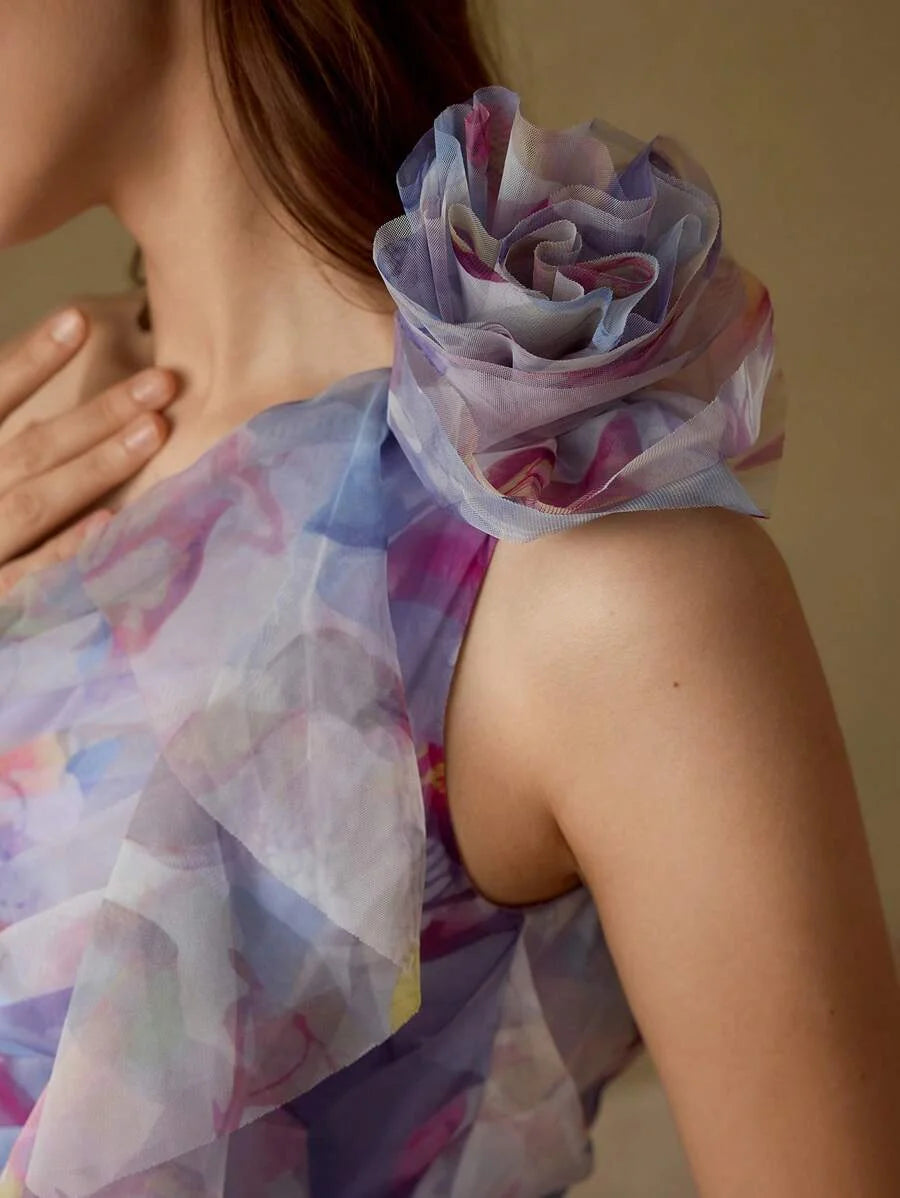 PREMIUM STEREO FLORAL ALL OVER PRINT DRESS