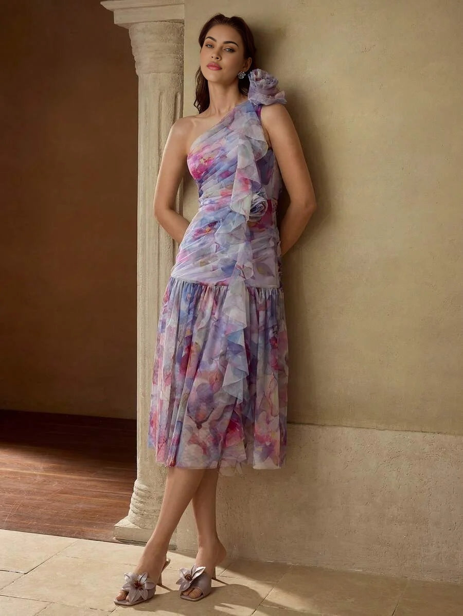 PREMIUM STEREO FLORAL ALL OVER PRINT DRESS