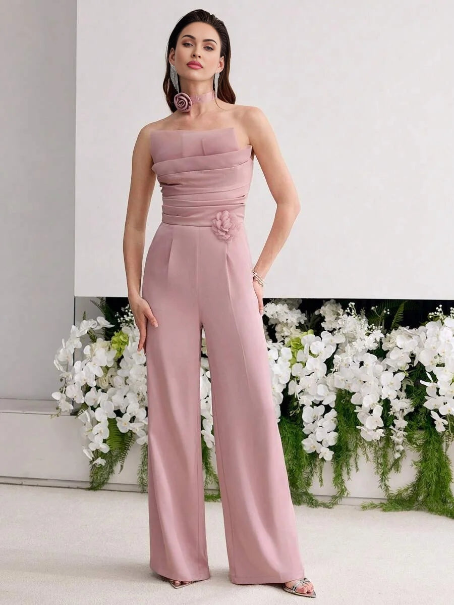 PREMIUM STEREO FLORAL FOLD PLEATED JUMPSUIT