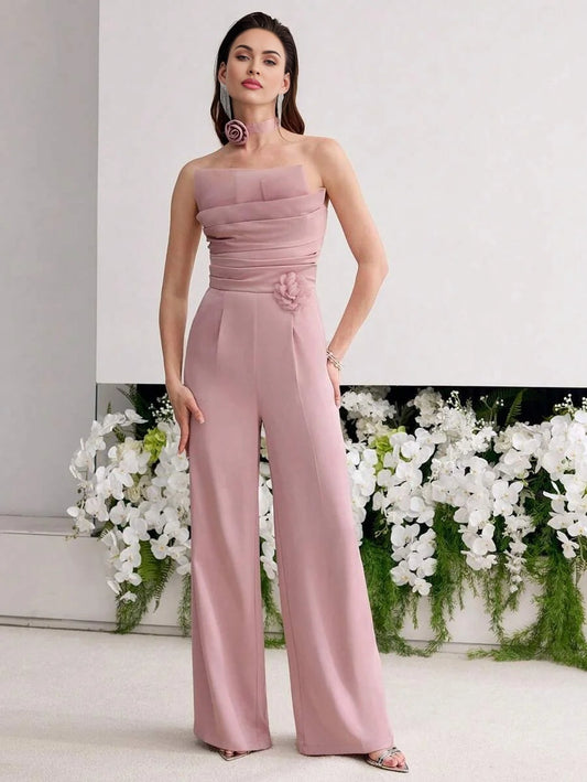 PREMIUM STEREO FLORAL FOLD PLEATED JUMPSUIT