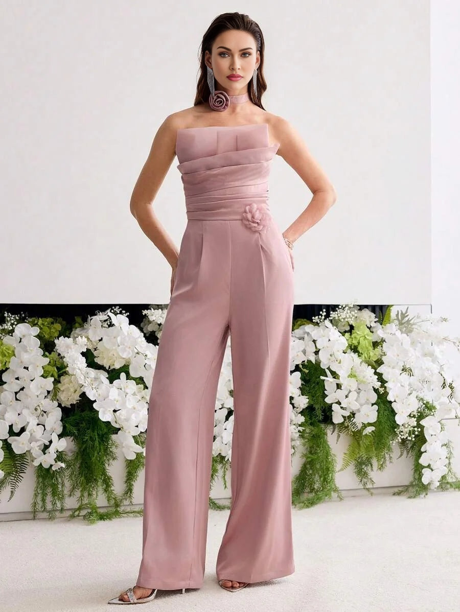 PREMIUM STEREO FLORAL FOLD PLEATED JUMPSUIT