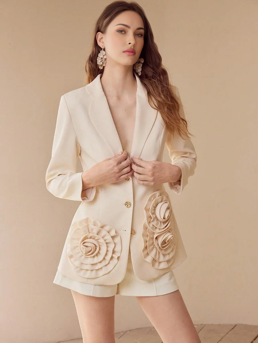 PREMIUM STEREO FLORAL SINGLE BREASTED BLAZERSPRINGSUMMER