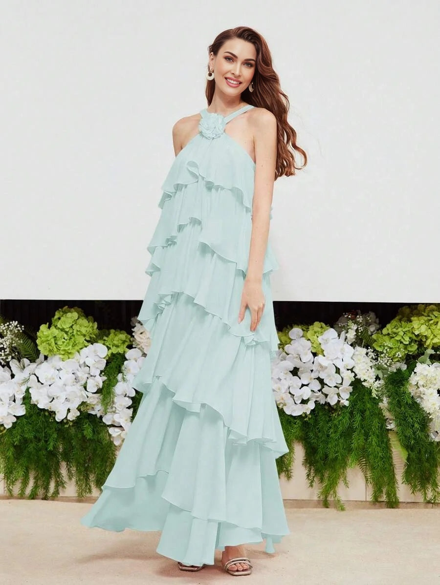 PREMIUM STEREO FLORAL TIERED LAYER DRESS