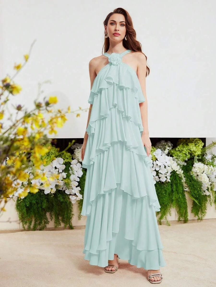 PREMIUM STEREO FLORAL TIERED LAYER DRESS