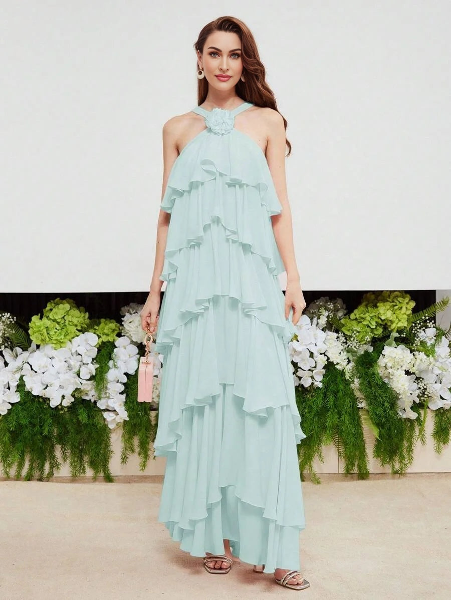 PREMIUM STEREO FLORAL TIERED LAYER DRESS