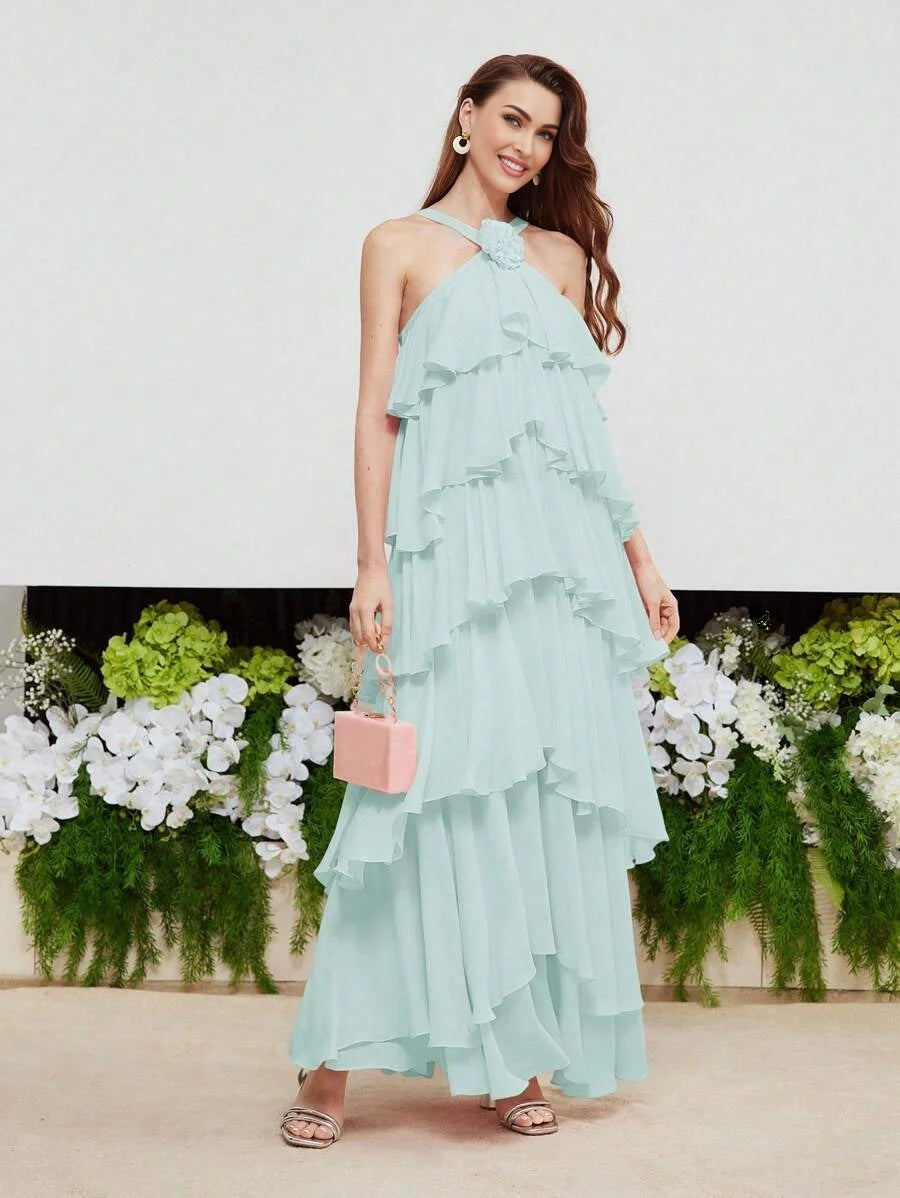 PREMIUM STEREO FLORAL TIERED LAYER DRESS