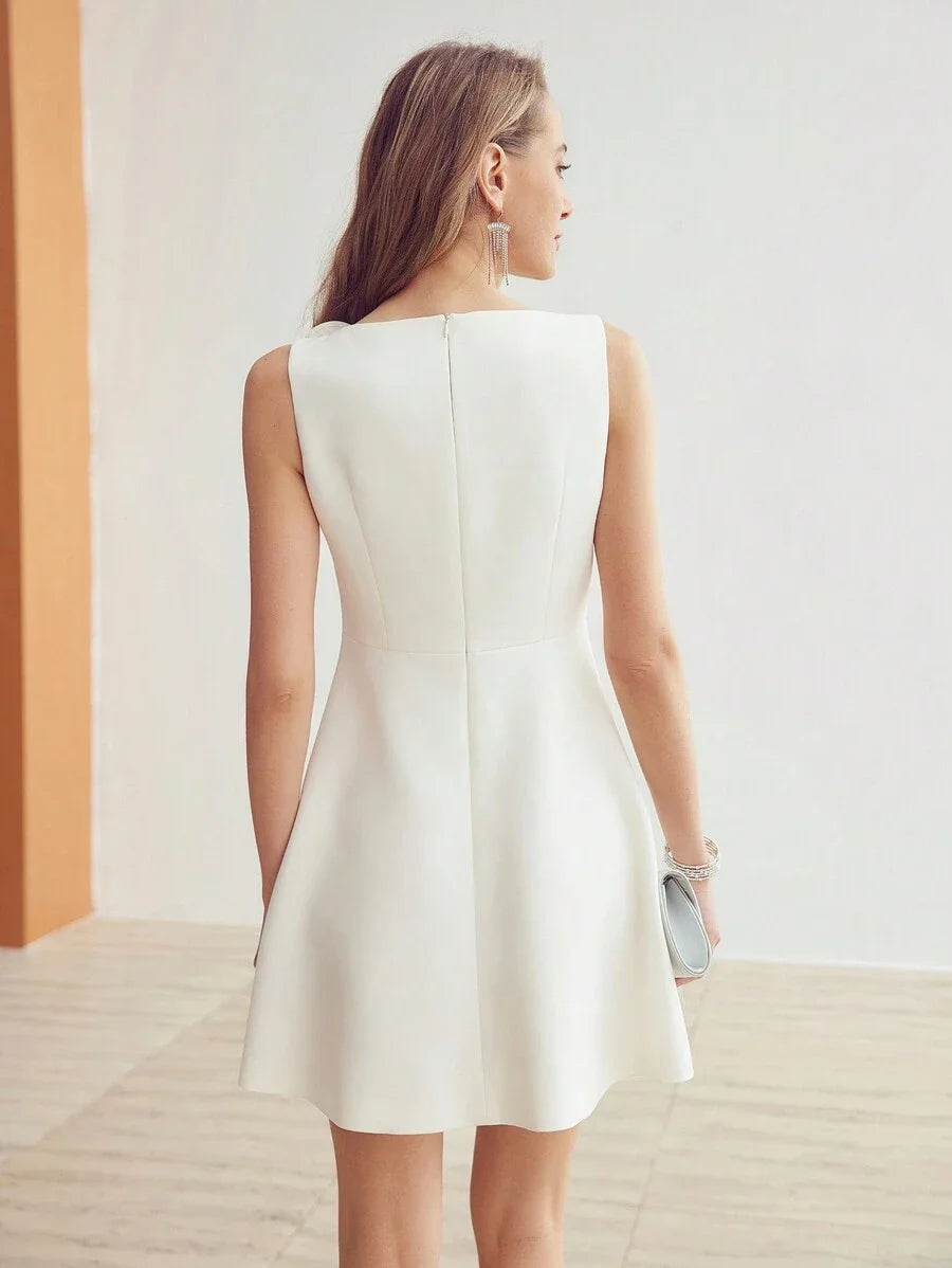 PREMIUM STEREO FLOWER DETAIL SOLID DRESSHOLIDAY PARTY BIRTHDAY FORMAL EVENING OCCASSION