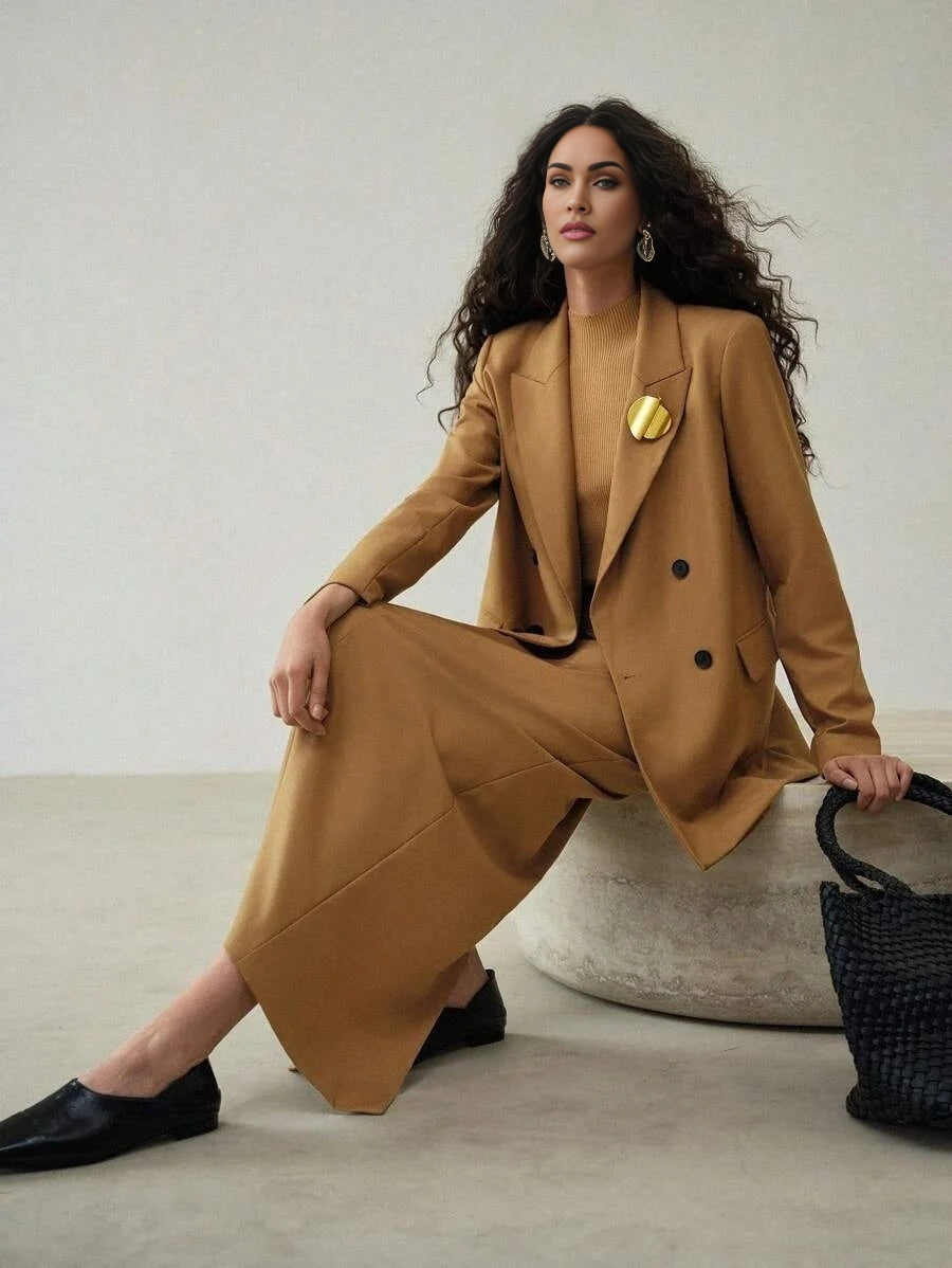 PREMIUM STRAIGHT METAL DECOR DOUBLE BREASTED BLAZER