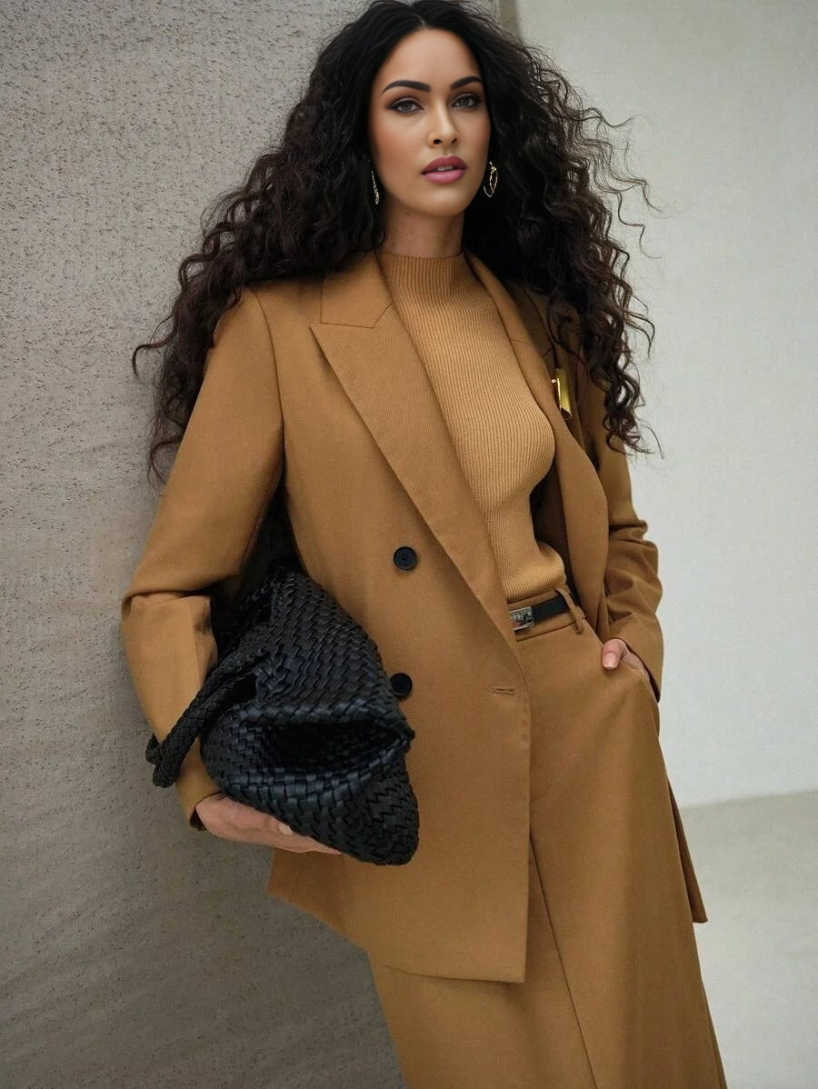 PREMIUM STRAIGHT METAL DECOR DOUBLE BREASTED BLAZER