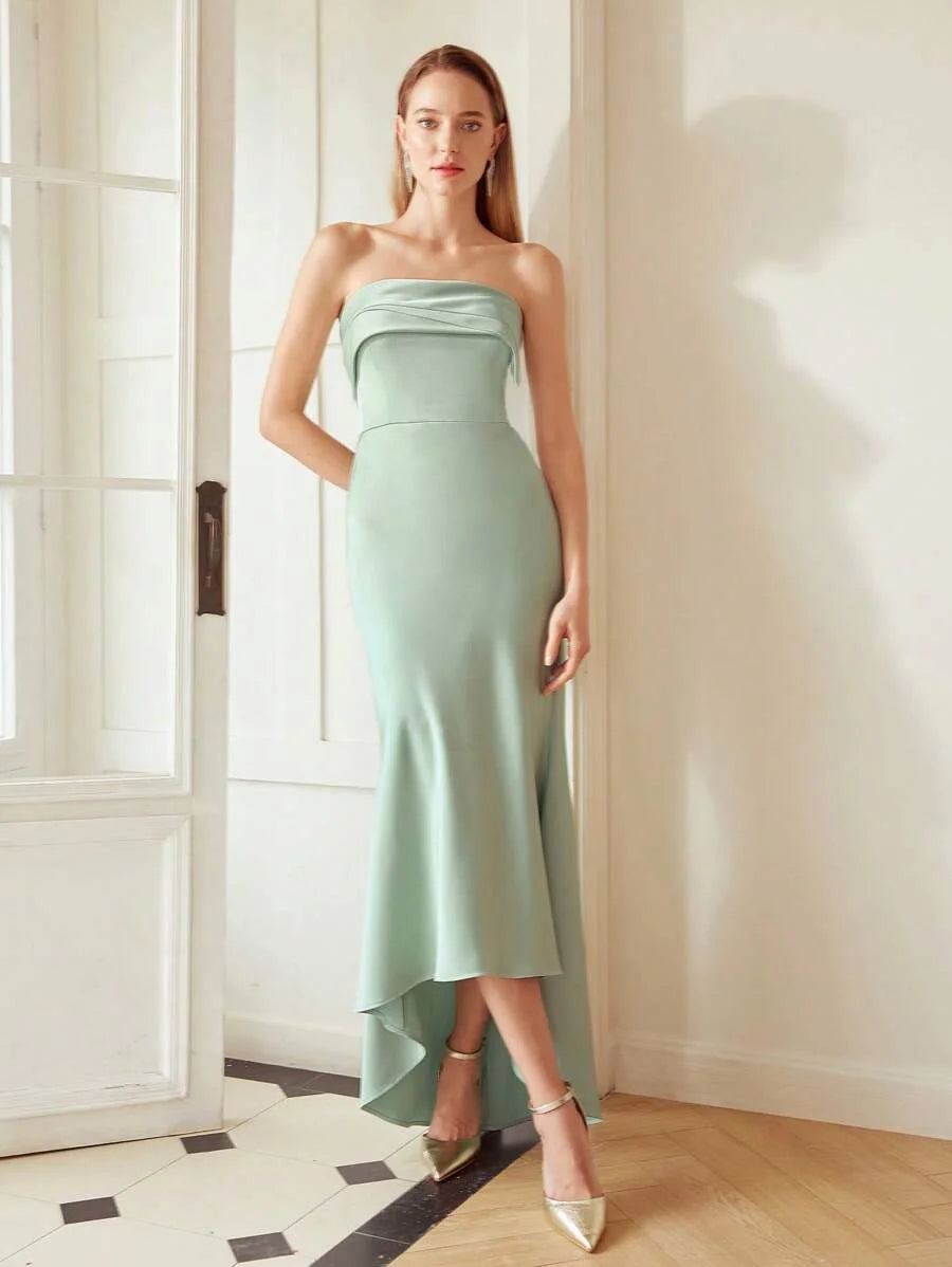 PREMIUM STRAPLESS ASYMMETRICAL HIGHLOW DRESSHOLIDAY PARTY BIRTHDAY FORMAL EVENING OCCASSION