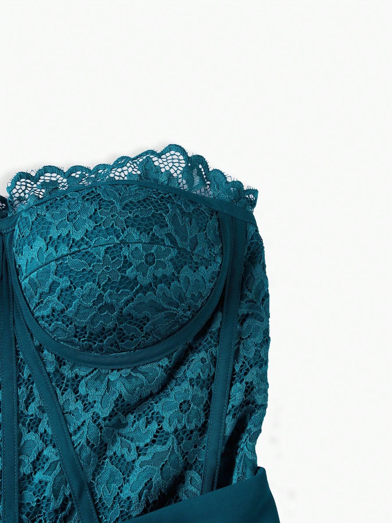 PREMIUM STRAPLESS GUIPURE LACE JUMPSUIT WITHOUT BELT