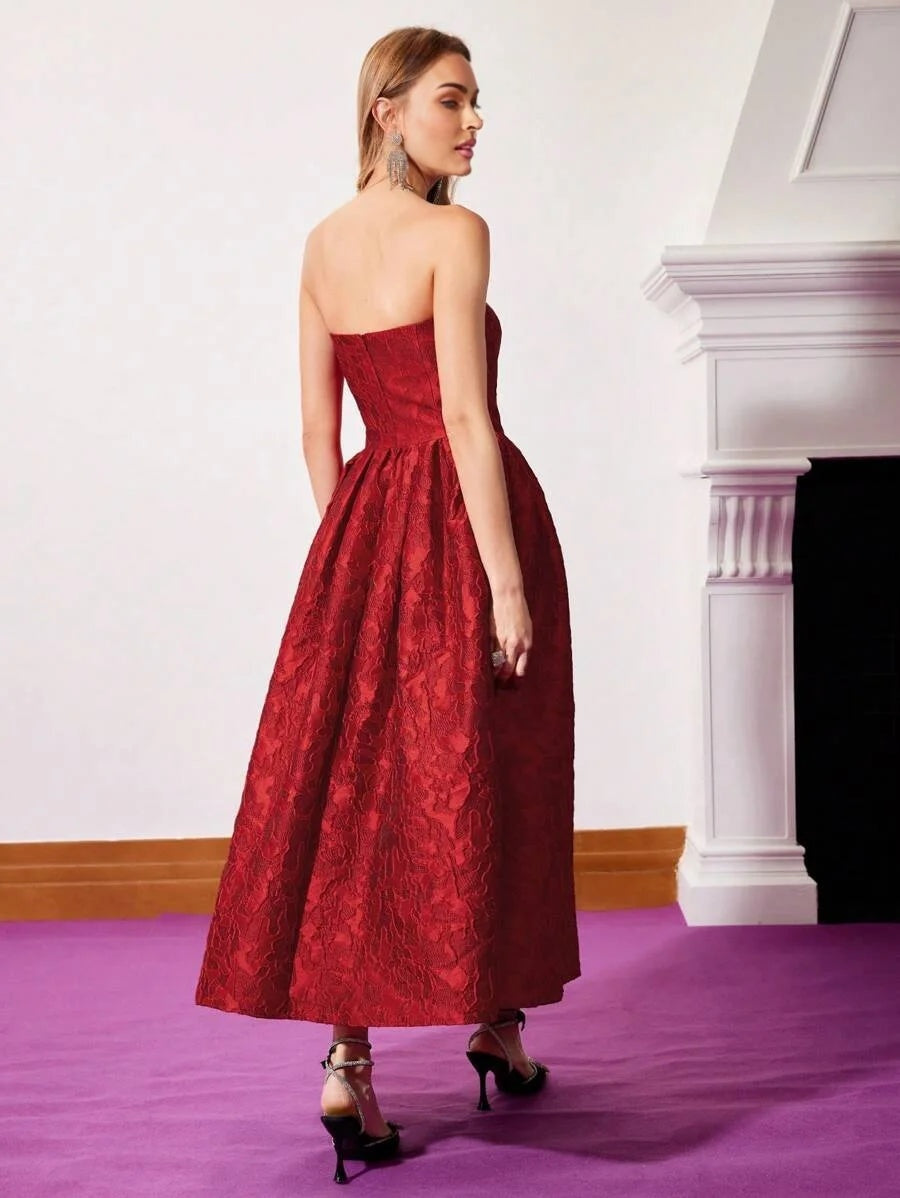 PREMIUM STRAPLESS JACQUARD DRESS