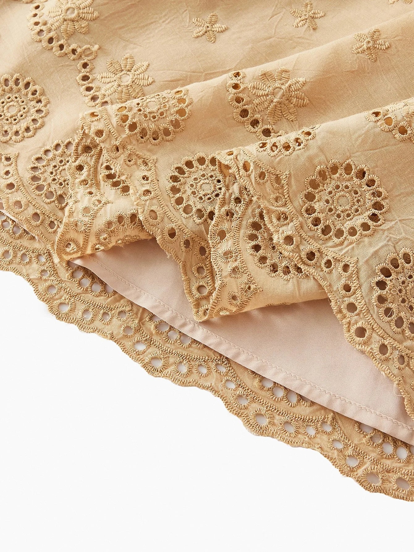 PREMIUM STRIPED LACE TRIM VNECK MAXI DRESS KHAKI COLOR