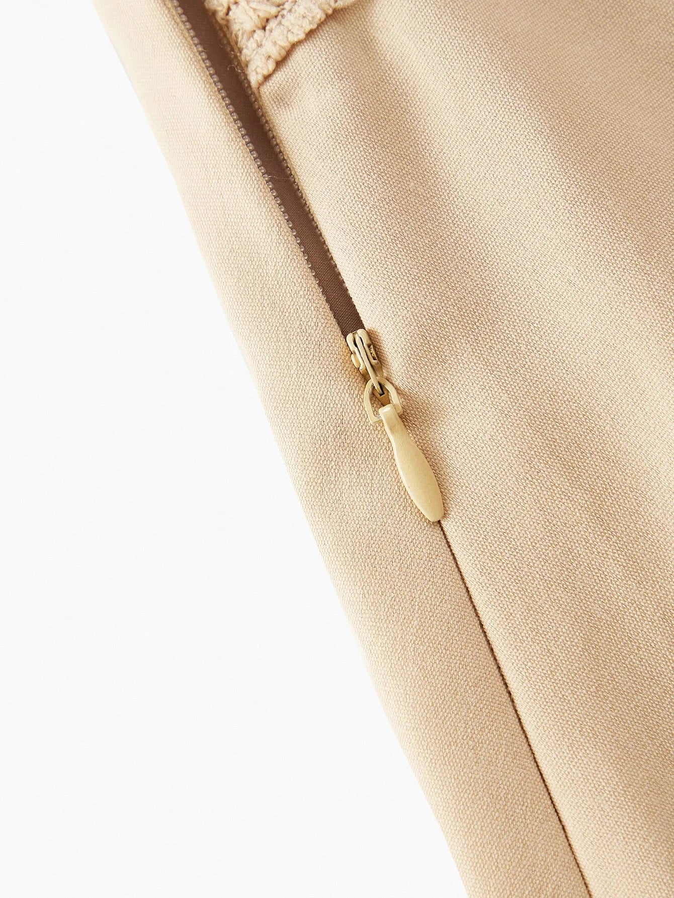 PREMIUM STRIPED LACE TRIM VNECK MAXI DRESS KHAKI COLOR