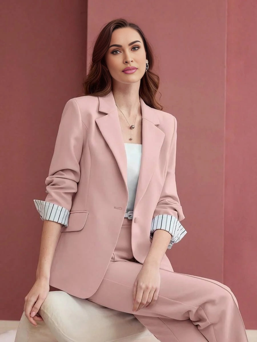 PREMIUM STRIPED PRINT SINGLE BREASTED BLAZER