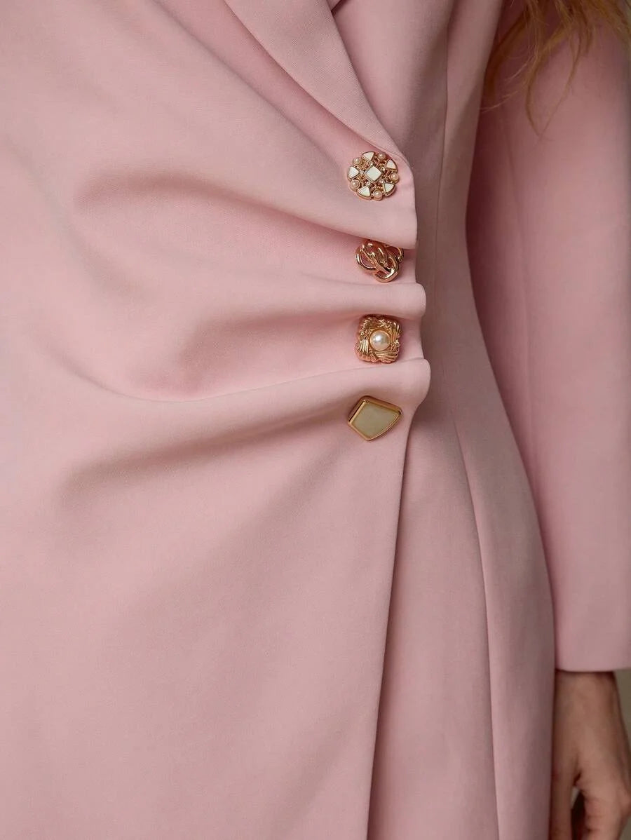 PREMIUM STRUCTURED BUTTON DECOR BLAZER DRESS