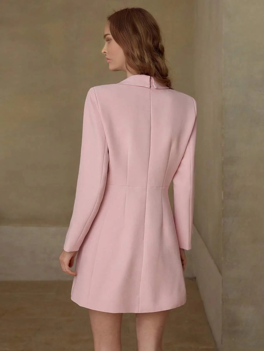 PREMIUM STRUCTURED BUTTON DECOR BLAZER DRESS