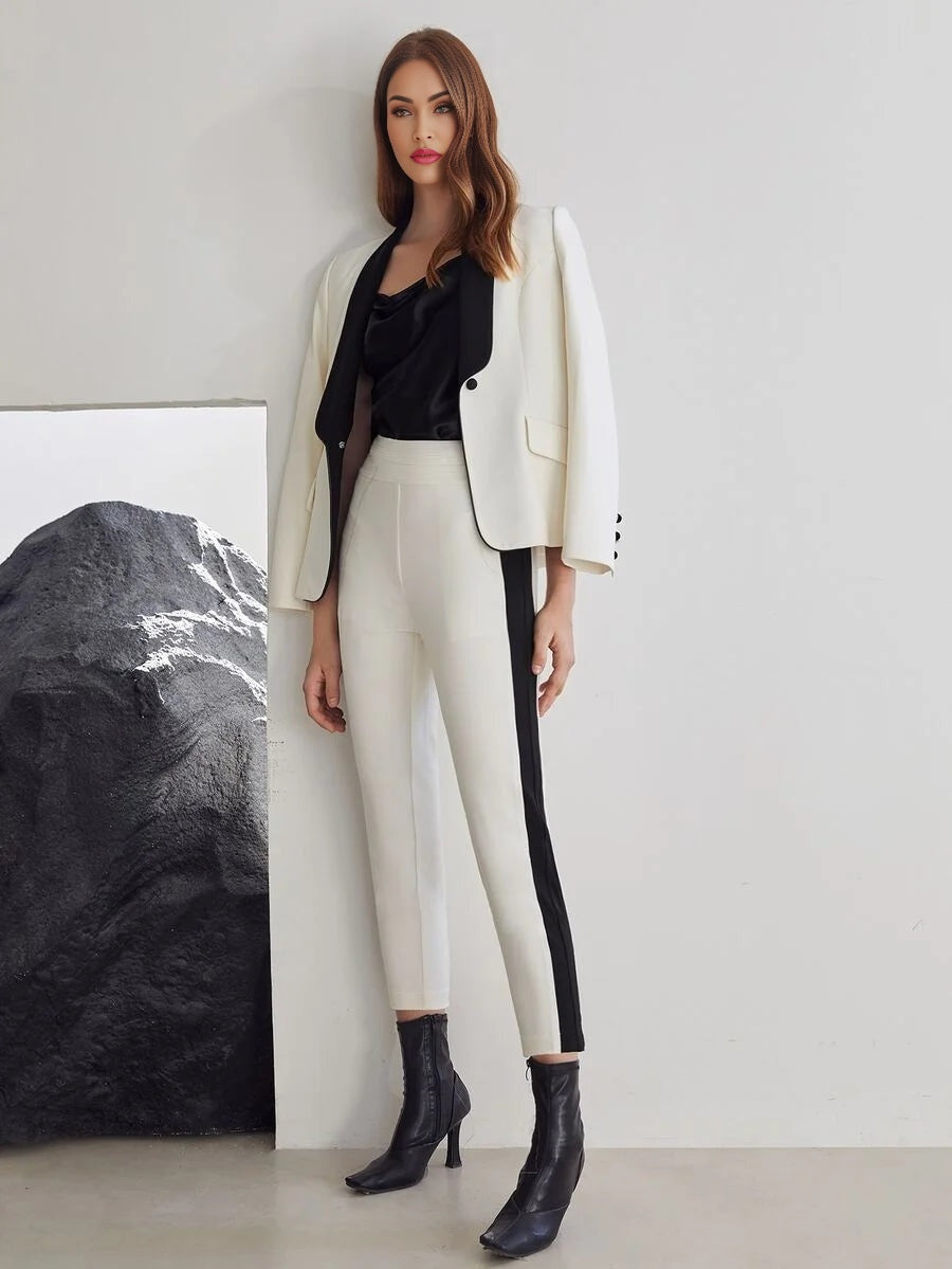 PREMIUM STRUCTURED CONTRAST COLLAR BLAZER