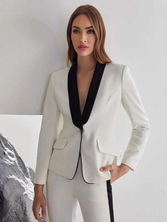 PREMIUM STRUCTURED CONTRAST COLLAR BLAZER