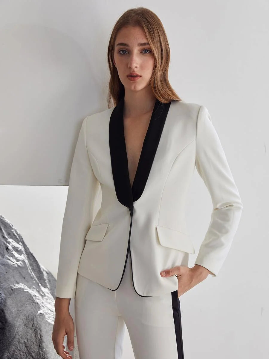 PREMIUM STRUCTURED CONTRAST COLLAR BLAZER