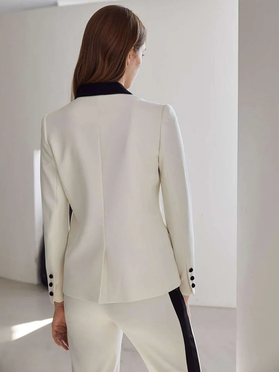 PREMIUM STRUCTURED CONTRAST COLLAR BLAZER