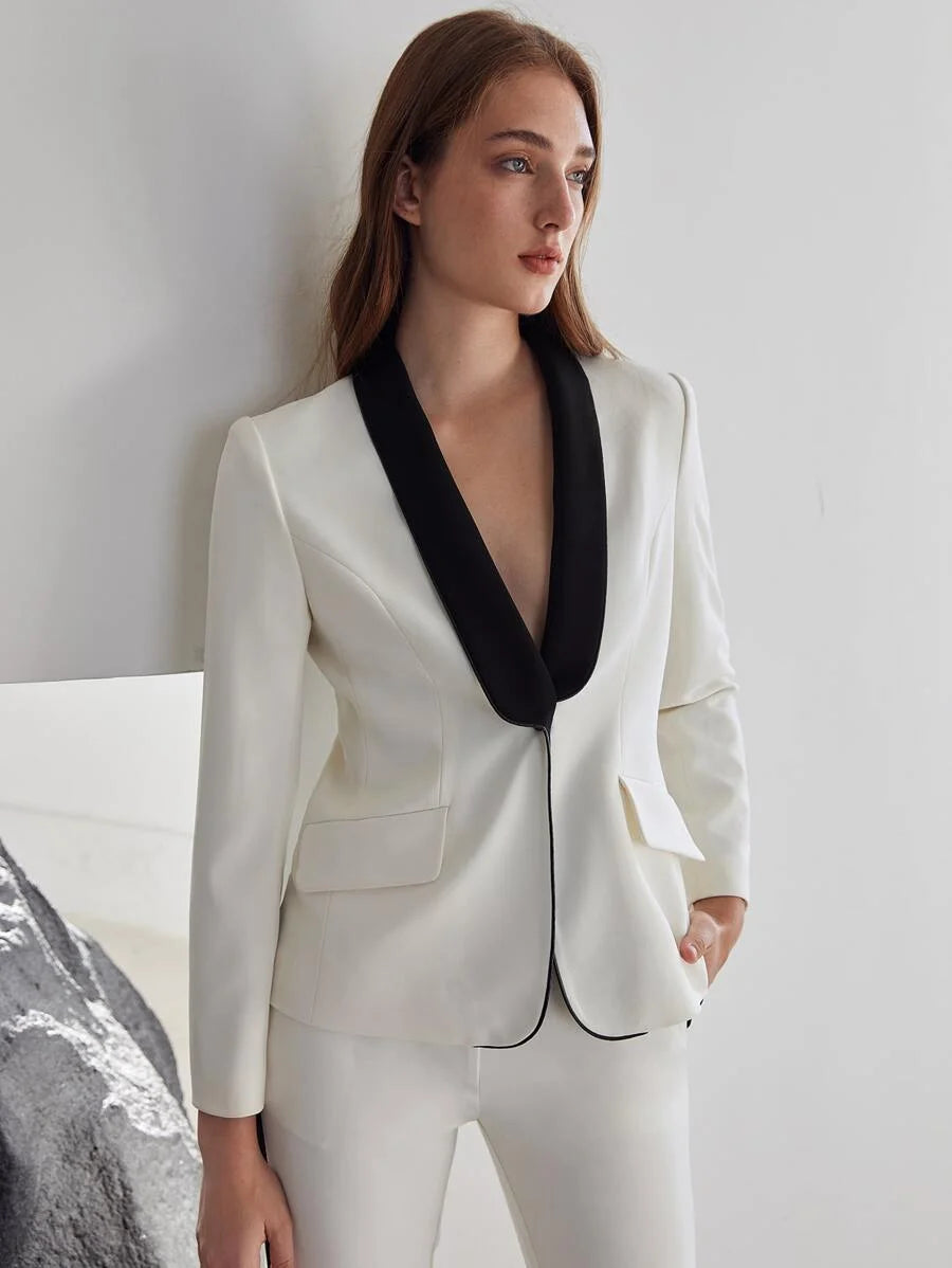 PREMIUM STRUCTURED CONTRAST COLLAR BLAZER