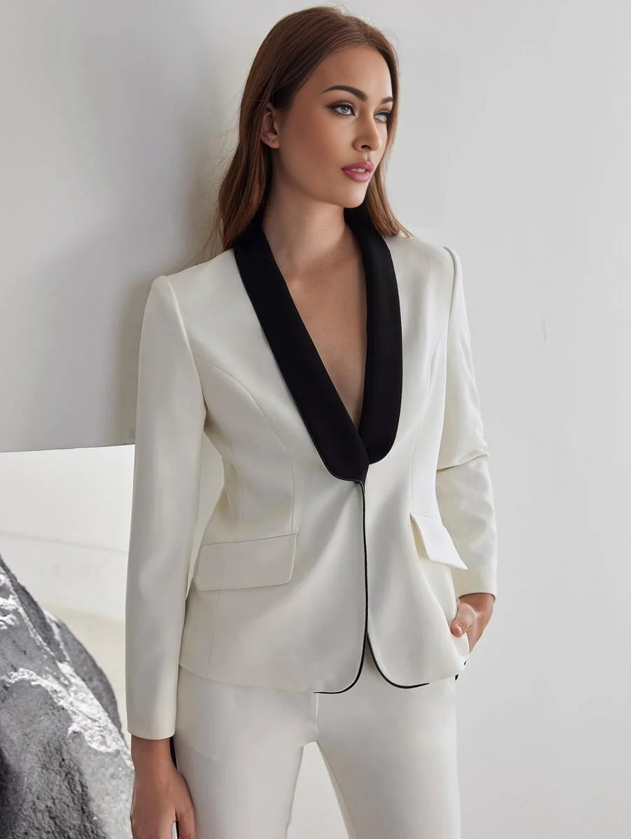PREMIUM STRUCTURED CONTRAST COLLAR BLAZER
