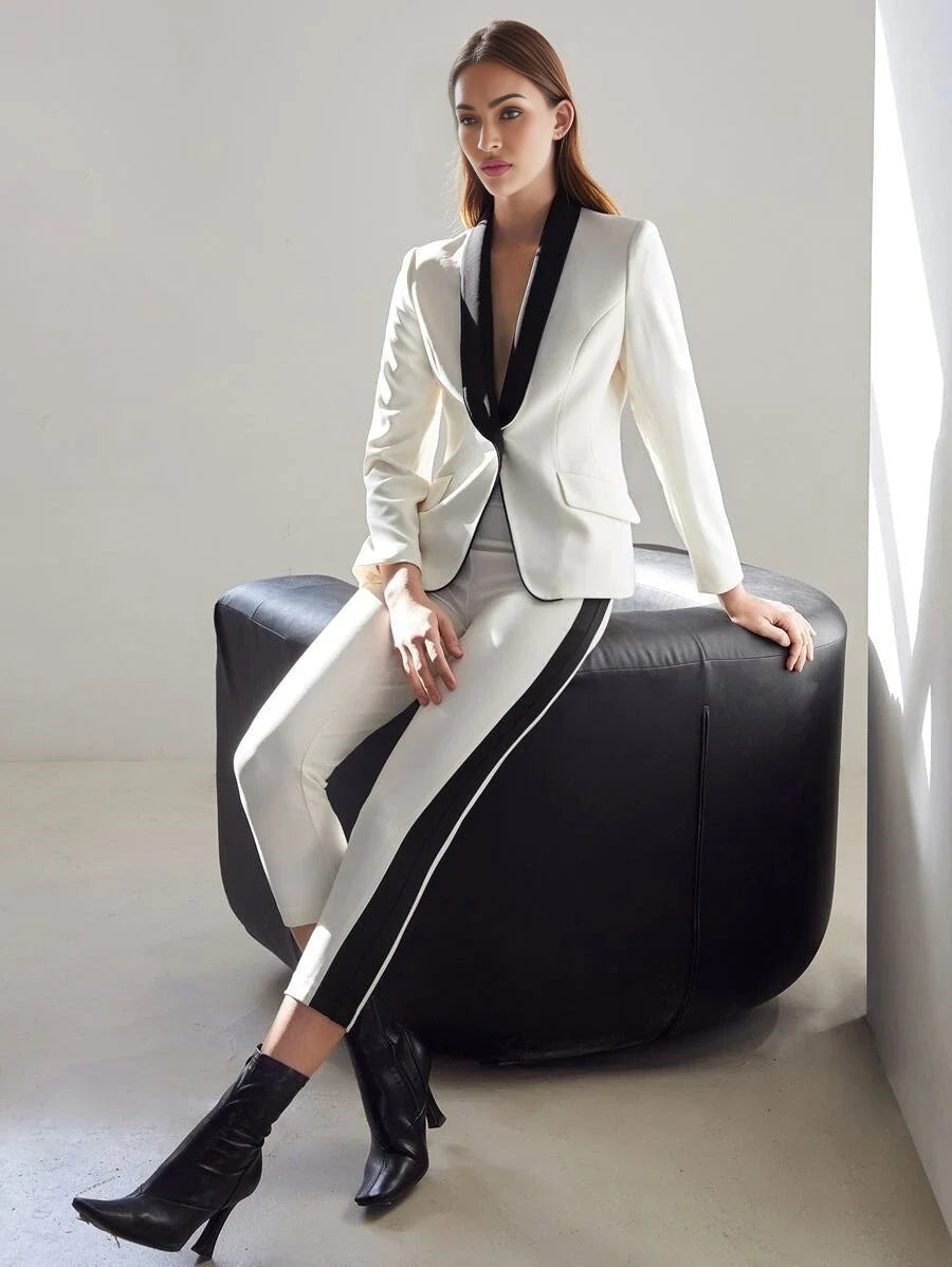 PREMIUM STRUCTURED CONTRAST COLLAR BLAZER