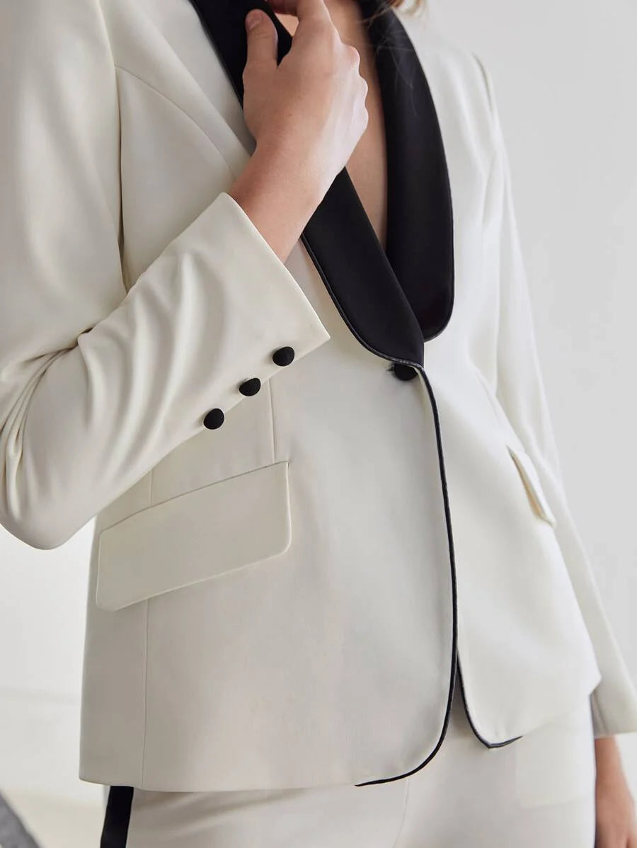 PREMIUM STRUCTURED CONTRAST COLLAR BLAZER