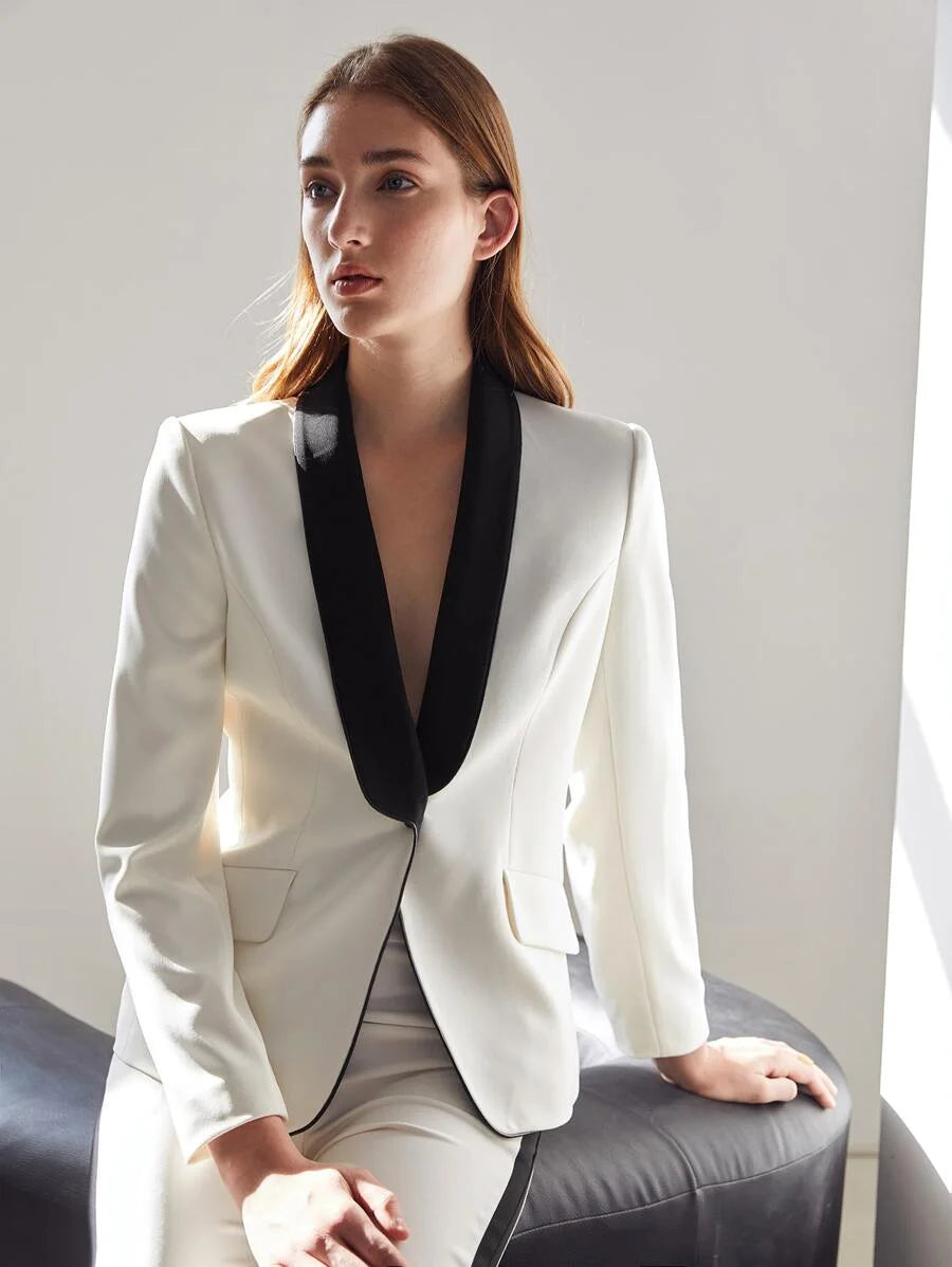 PREMIUM STRUCTURED CONTRAST COLLAR BLAZER