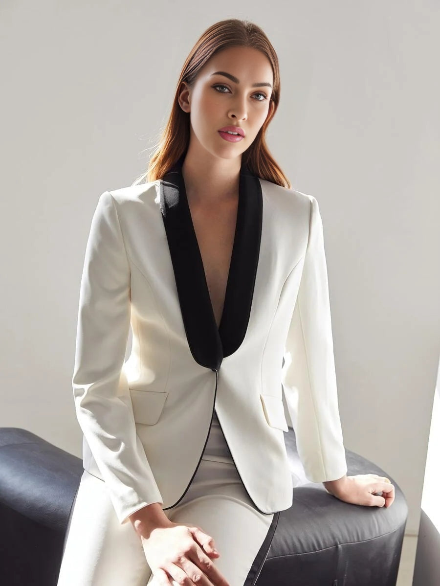 PREMIUM STRUCTURED CONTRAST COLLAR BLAZER