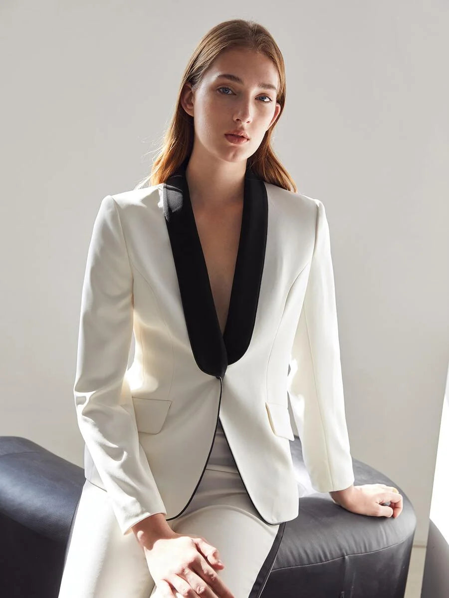 PREMIUM STRUCTURED CONTRAST COLLAR BLAZER