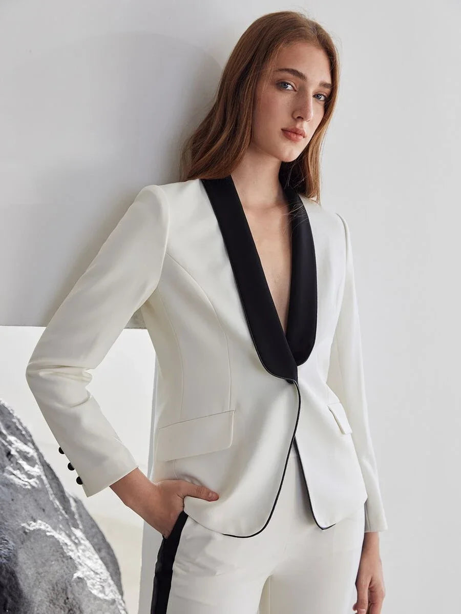 PREMIUM STRUCTURED CONTRAST COLLAR BLAZER