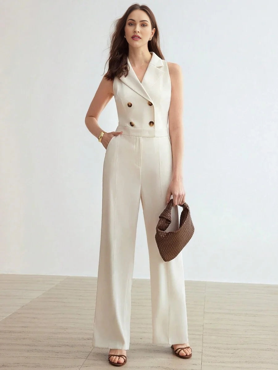 PREMIUM STRUCTURED DOUBLE BREASTED PRESS CREASE JUMPSUIT