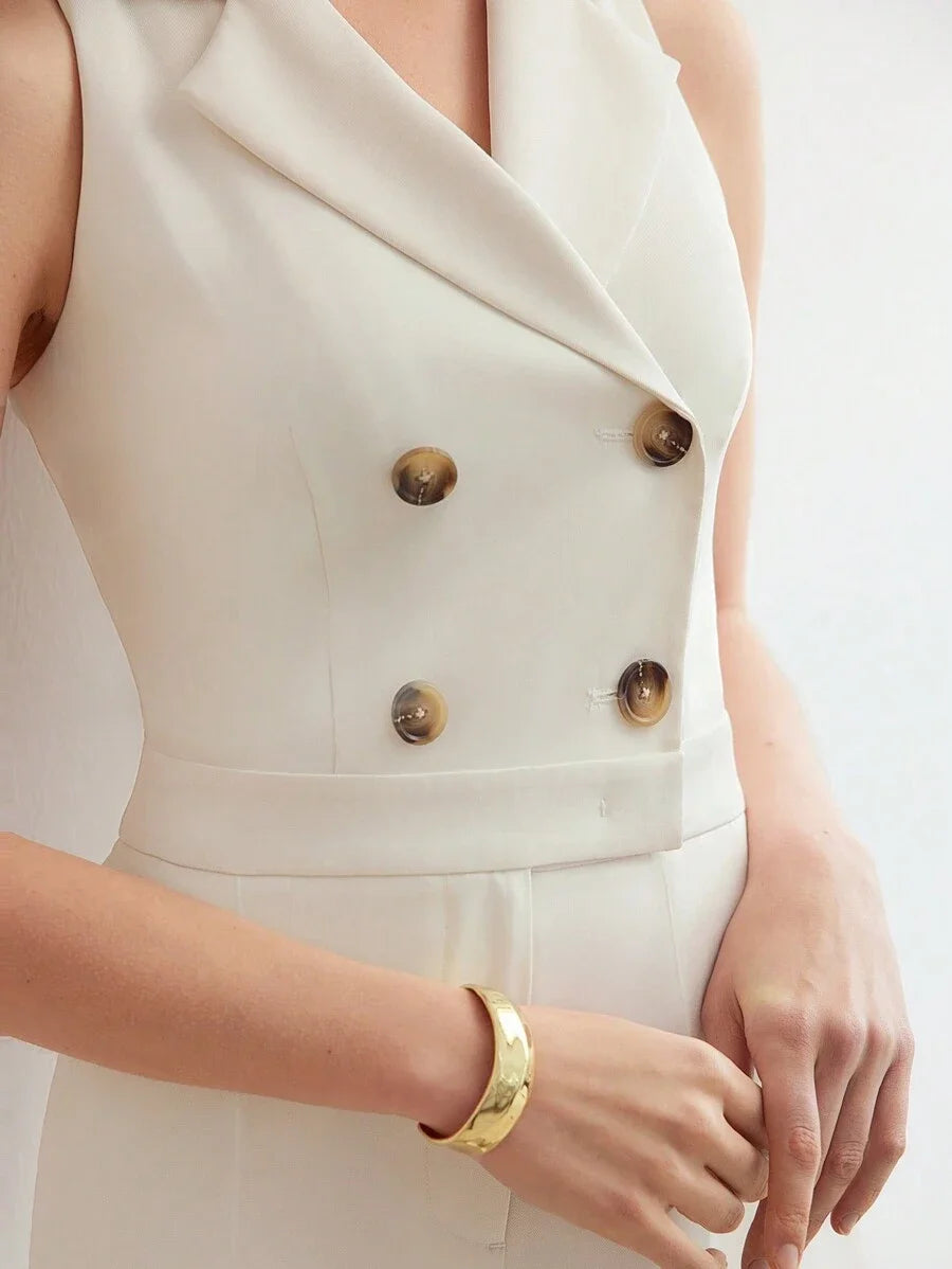 PREMIUM STRUCTURED DOUBLE BREASTED PRESS CREASE JUMPSUIT