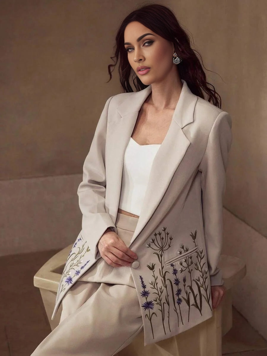 PREMIUM STRUCTURED FLORAL EMBROIDERY BLAZER