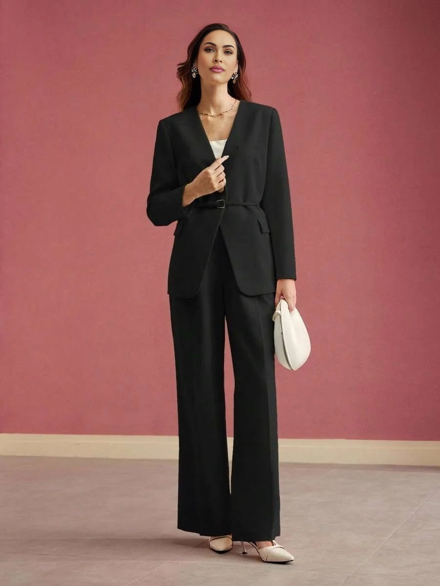 PREMIUM STRUCTURED SINGLE BUTTON BELTED BLAZERVALENTINES DAY