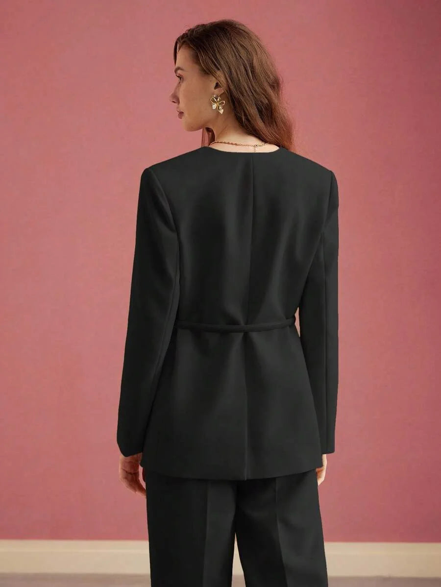 PREMIUM STRUCTURED SINGLE BUTTON BELTED BLAZERVALENTINES DAY