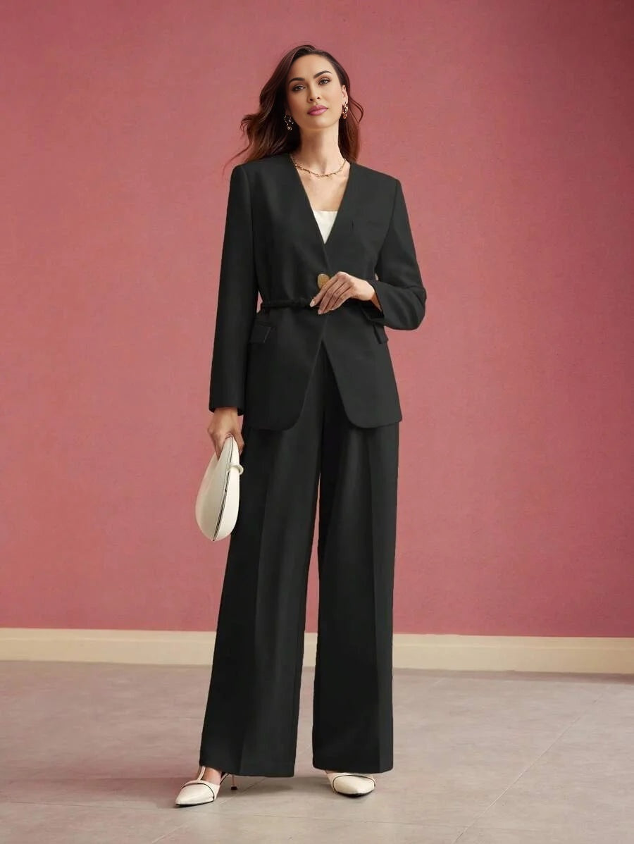 PREMIUM STRUCTURED SINGLE BUTTON BELTED BLAZERVALENTINES DAY