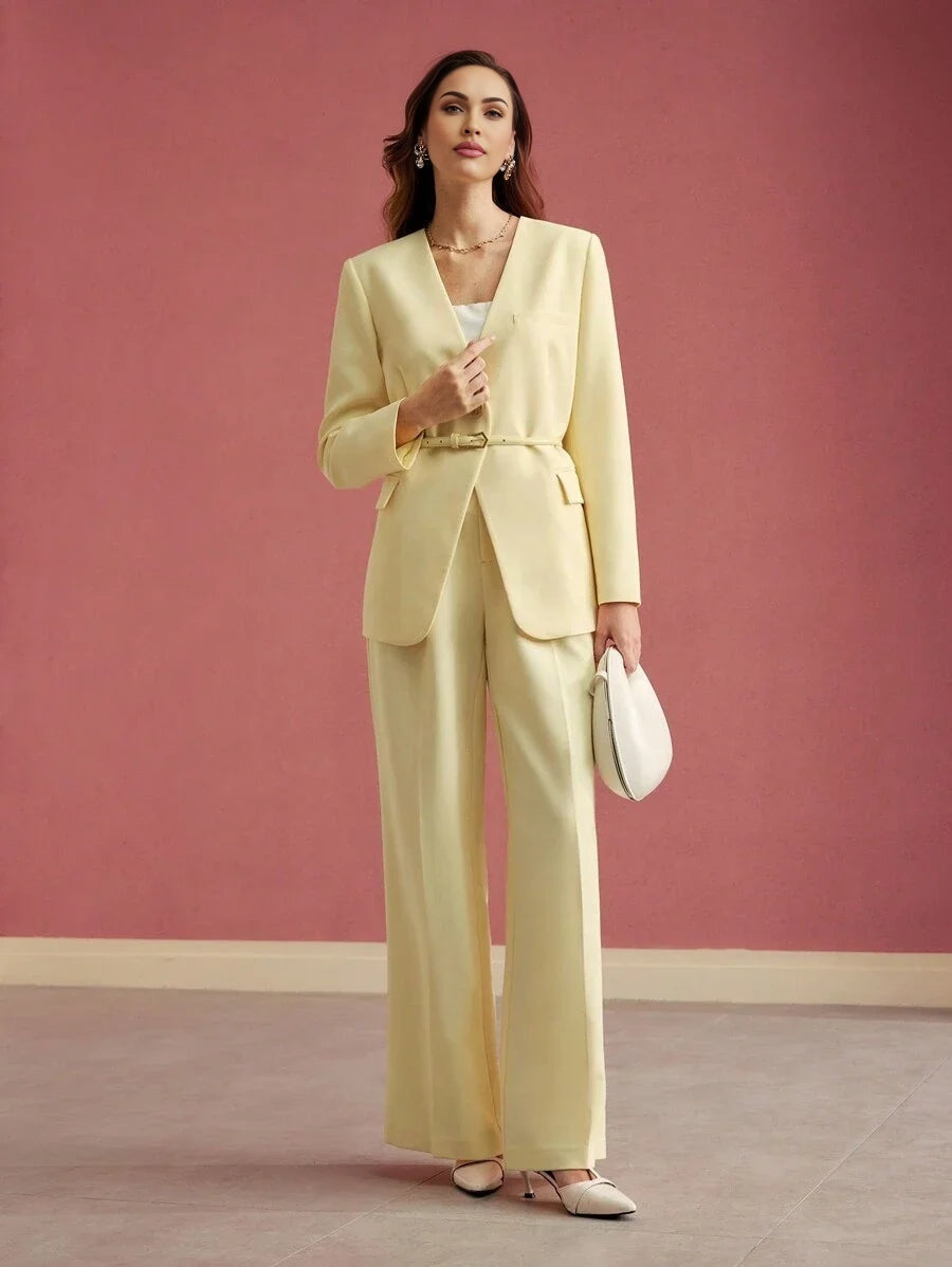 PREMIUM STRUCTURED SINGLE BUTTON BELTED BLAZERVALENTINES DAYSPRINGSUMMER