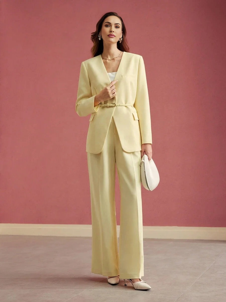 PREMIUM STRUCTURED SINGLE BUTTON BELTED BLAZERVALENTINES DAYSPRINGSUMMER