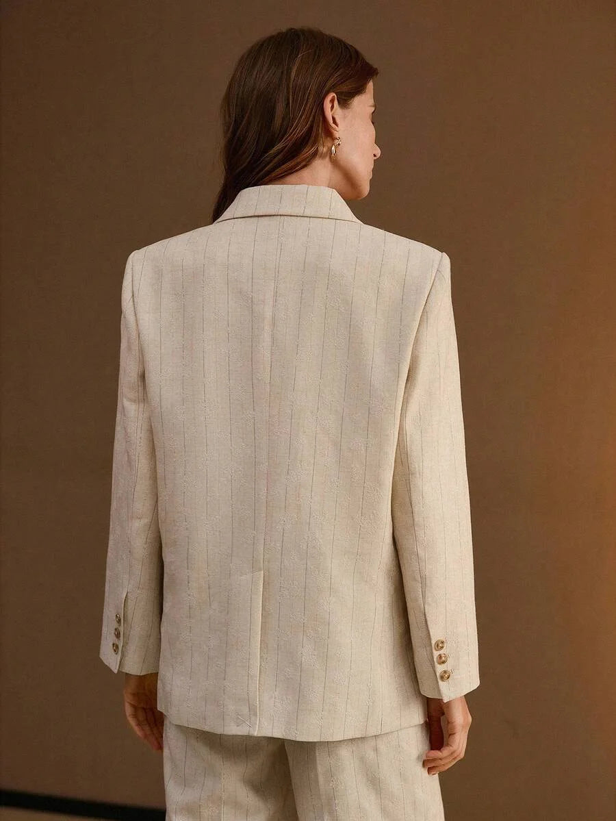 PREMIUM STRUCTURED STRIPED DOUBLE BREASTED BLAZER