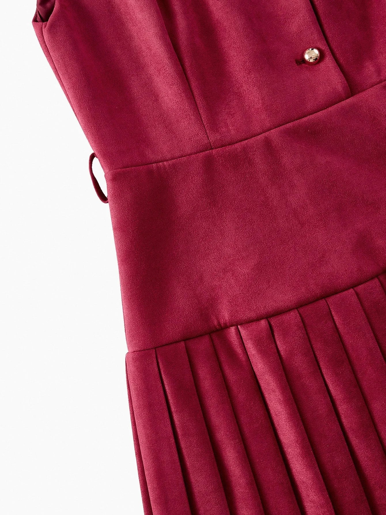 PREMIUM SUEDETTE PLEATED HEM BELTED DRESS