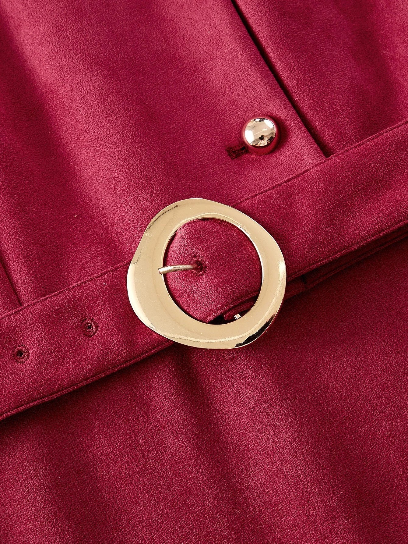 PREMIUM SUEDETTE PLEATED HEM BELTED DRESS